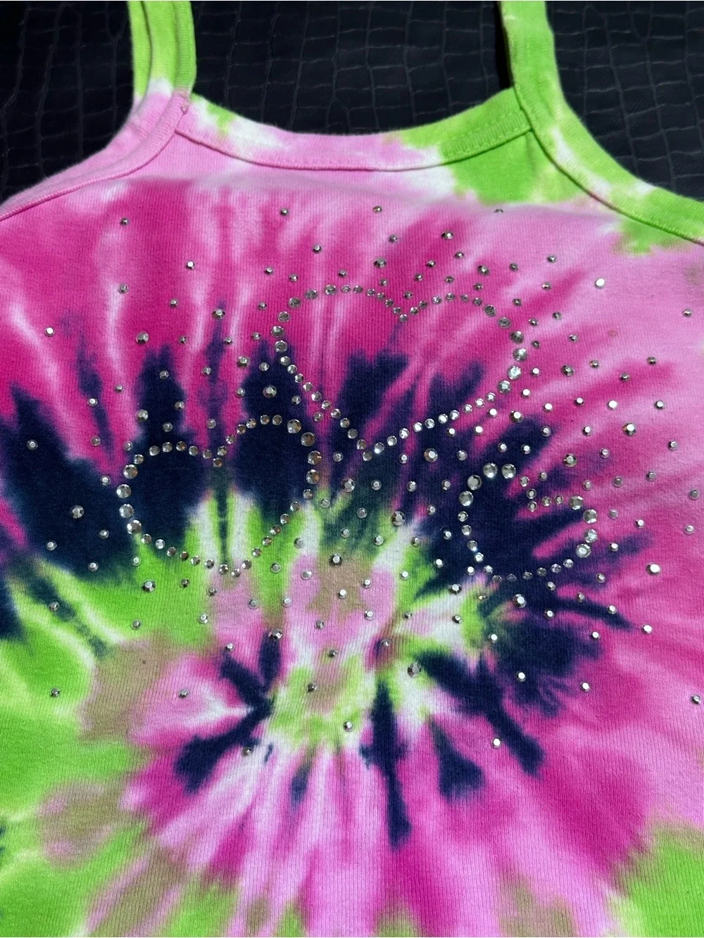 Girls Tie-Dye Ruffle Hem Tank Dress - Pink, Green, Navy